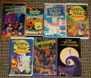 HALLOWEEN Childrens VHS Video Lot BARNEY Winnie the Pooh GOOSEBUMPS 