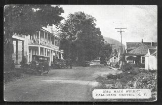 Callicoon Main street Tank Station Cars NY stamp 1933