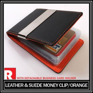   & Suede Business Credit Card Holder Money Clip Wallet 7 Colours