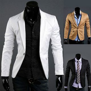 Men’s Casual Slim Stylish fit One Button Suit Blazer Coat Jacket 