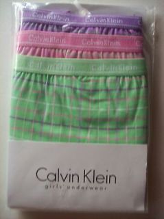 Calvin Klein Underwear Underpants 3 Pair Bikinis Girls Sz Small Check 