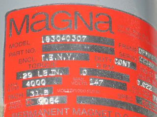 DC Generator Permanent Magnet 29 LBs Torque Max RPM 4000 Max Volt 147 