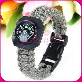 Camping Hiking Parachute Cord Survival Bracelet W/Compass New