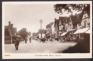 SURREY OXTED STATION ROAD WEST SHOPS HORSE CART POSTMAN ON BIKE PHOTO 