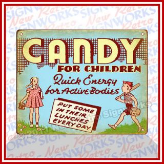 Candy Display SIGN Retro Boy Girl Vintage Advertising Ad Gum Snack 