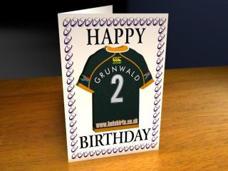 SOUTH AFRICA RUGBY SHIRT BIRTHDAY CARD   PERSONALISE !!