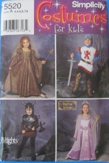   Halloween Costume Viking Medieval Knight Sewing Pattern 5520 Kids 3 8