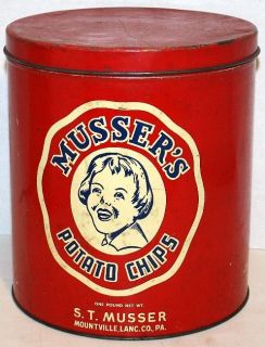potato chip cans in Tins