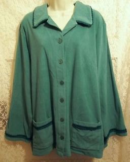 Carole Hochman Cozy Micro Fleece Lounge Sleep Night Shirt Green Blue L 