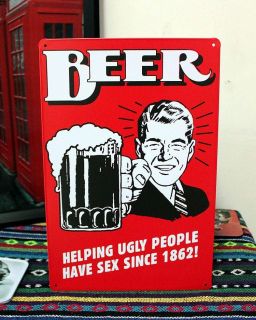 Helping Ugly People Classic Vintage Tin Sign Bar pub Cafe GAG Funny 