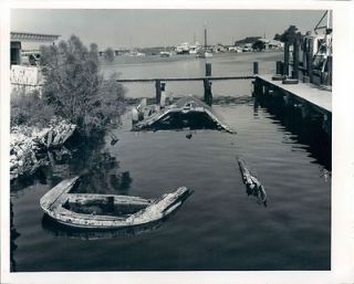 1964 Tarpon Springs Florida The Derelict of the Shrimp Boat Dock Wire 