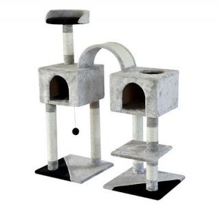 New Pet Condo Post Tower Cat Scratch Tree With 2 Bedroom Base Toy 