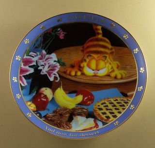 Day With Garfield Cat Plate AND NOW FOR DESSERT Jim Davis Danbury 