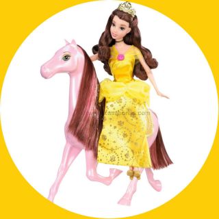 FREE SHIPPING Disney Princess Belle Doll Royal Castle Horse Girls Toy 
