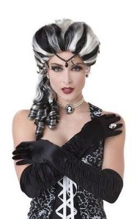 Brand New Victorian with Side Curls Halloween Costume Wig Black/White 