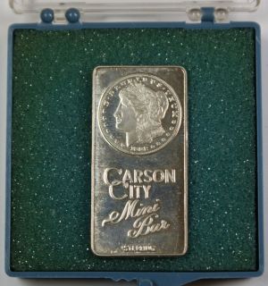 Carson City Mini Bar Silver Ingot, .3 ozs of Sterling, In Case