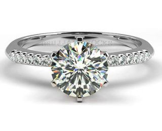 3,639 1.83 Carat J I1 Excellent Cut 14K White Gold Diamond Pave Ring