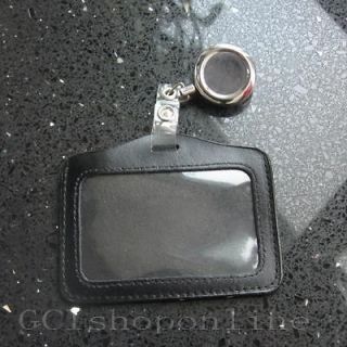 leather ID Card Holder M Reel Retractable Badge Clip MM Horizontal GSL