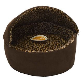 Thermo Kitty Bed Dlx Hooded Cat Bed Tan Mocha