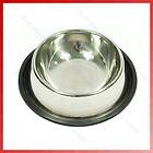   STAINLESS STEEL PET BOWL dog cat food water dish non slip base metal