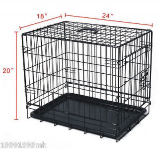 24 Folding Pet Cage Wire Cat Dog Crate Cage 1 Door Kennel Pet 