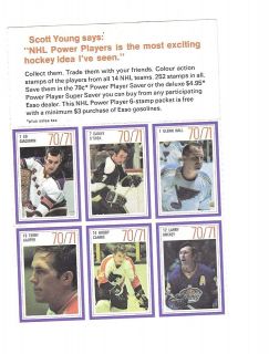   ESSO NHL POWER PLAYER GIACOMIN HALL HARPER CLARKE MICKEY UNCUT PANEL 6