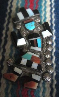 Zuni LEO POBLANO MultiStone Mosaic Inlay Pin Rainbowman Rainbow Man 