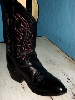 Sexy Vintage OLD WEST Rocker Western Cowboy Womens Black Leather Boots 