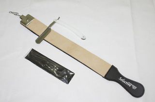 NEW YORK SELECTIVE BRAND BLACK HONING STROP WITH 1 WHITE HANDLE 