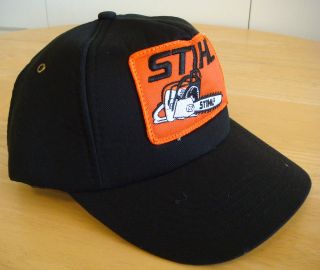   Foam/Fabric Trucker Style Hat / Cap with Orange Chainsaw Stihl Patch