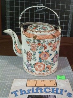 ThriftCHI ~ Porcelain Tea Pot w Hand Painted Designs   Floral 