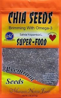 LB Chia Seeds Vegan Omega 3 Oil Lose Weight Fiber No Flax Grown 