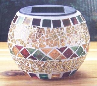   Solar LED Mosaic Glass Table Top Patio Candles Spectrum Color Changing