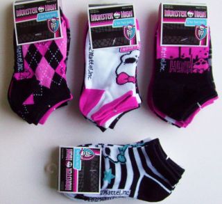 Monster High Girls Socks 5 Pack Sizes 7 3 and 4 11 NEW FREE & FAST 