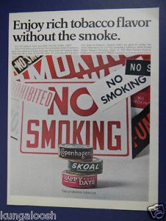   RICH TOBACCO FLAVOR WITHOUT THE SMOKE, COPENHAGEN,SKO​AL CHEW ART AD