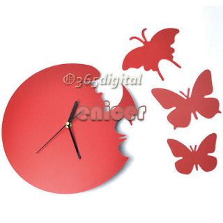 New Wall Clock Decor Home Art Design Modern Style Time Large Butterfly 