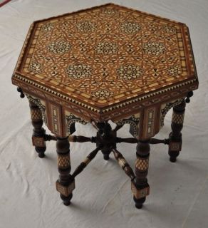 Moroccan Mother of Pearl Inlaid Wood Coffee Table