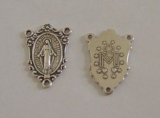 Sterling silver Miraculous medal rosary center