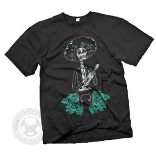 DAY OF THE DEAD SKELETON Mexican halloween Mariachi T Shirt nwt L 