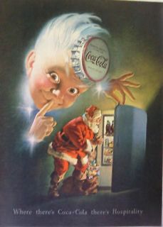 1948 COCA COLA   COKE   SPRITE BOY   SANTA CLAUS  CHRISTMAS Print Ad!
