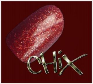 CHIX Nail Wraps Red Glitter Fingers Toes Foils Stickers Trendy Style 