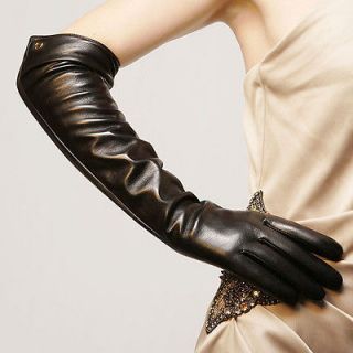 ELMA Ladys elbow long nappa leather driving Gloves super warm long 