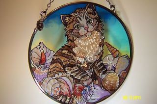 AMIA Stained Glass Suncatcher Seaside Kitten MED Circle