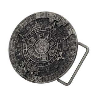 Silver Aztec Calender Circle Belt Buckle Mayan Unique Native American