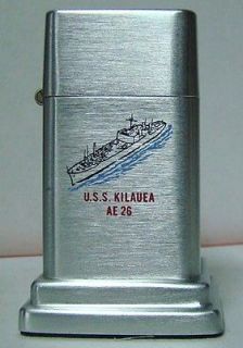 USS Kilauea (AE 26) Zippo 4th Model Barcroft Table Lighter
