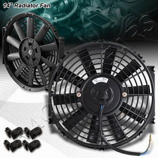   14 Black Push/Pull Thin 12V Electric Radiator Cool Fan+Mounting Clip