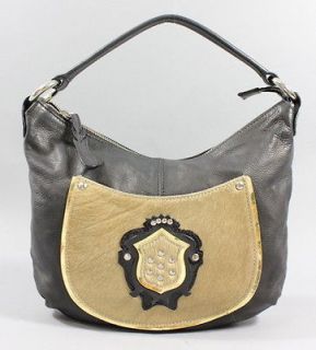 CLAUDIA FIRENZE Black Leather Beige Ponyskin Shoulder Handbag