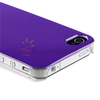 Dark Purple w/ Clear Side Snap on Hard Protector Case Cover for iPhone 