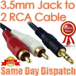 5mm Jack Audio  TV DVD iPhone iPod iPad To Twin 2x RCA Phono 
