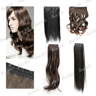 Lady Girl Straight Curly Wavy Clip in on Hair Extension Wigs 5 2 Clips 